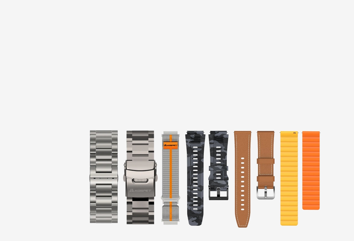 Set Of Various Watch Straps On A White Background