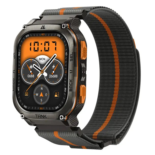 kospet-22mm-woven-_nylon_sport-loop-strap-black-1#color_Dark Grey / Orange Stripe