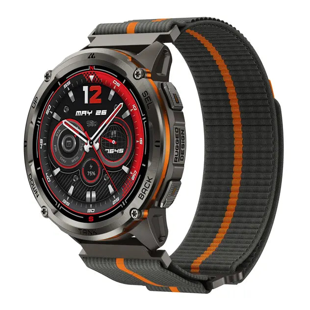 kospet-22mm-woven-_nylon_sport-loop-strap-black-1#color_Dark Grey / Orange Stripe