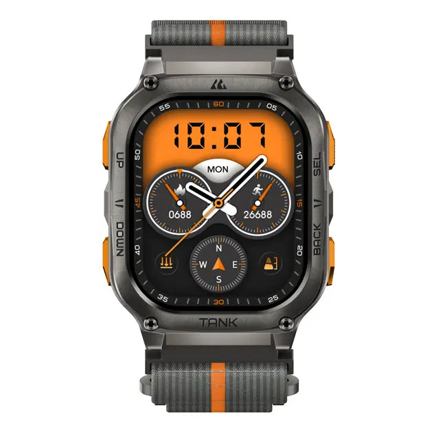 kospet-22mm-woven-_nylon_sport-loop-strap-black-1#color_Dark Grey / Orange Stripe