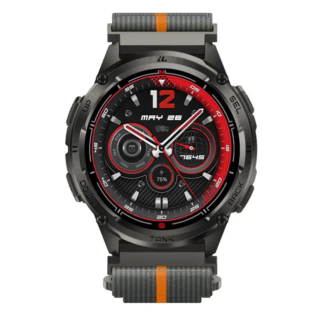 kospet-22mm-woven-_nylon_sport-loop-strap-black-1#color_Dark Grey / Orange Stripe