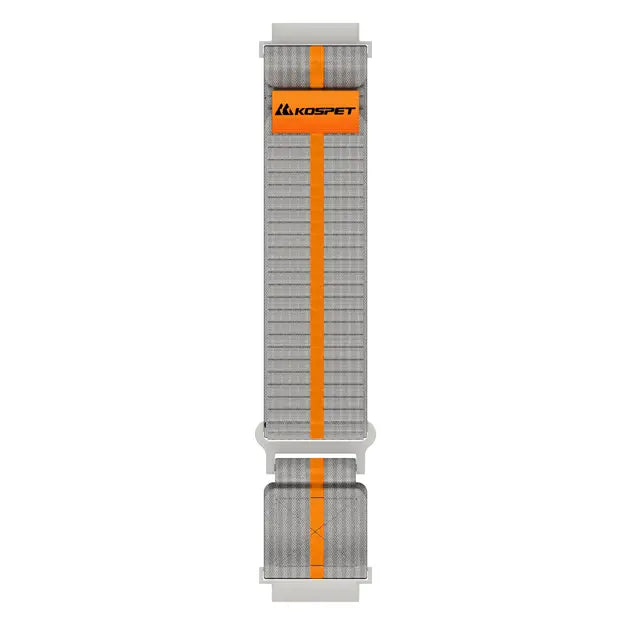 kospet-22mm-woven-_nylon_sport-loop-strap-black-1#color_Silver Grey / Orange Stripe