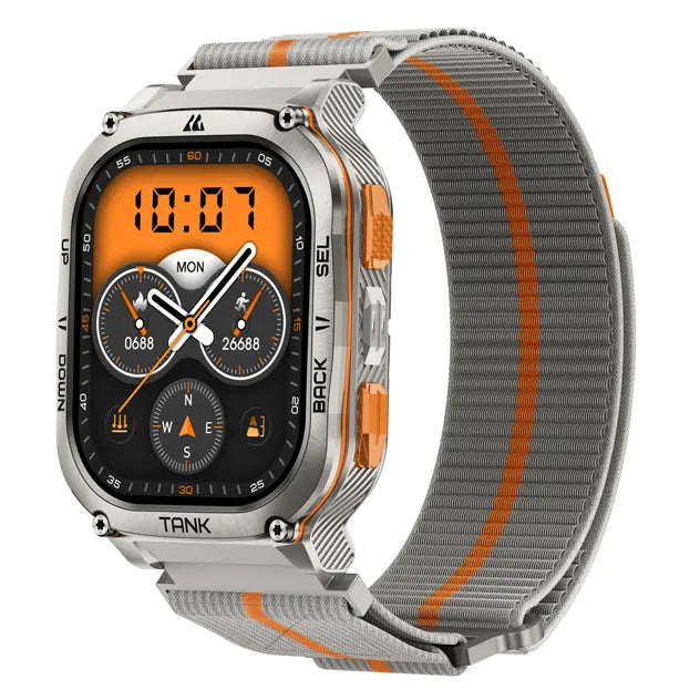 kospet-22mm-woven-_nylon_sport-loop-strap-black-1#color_Silver Grey / Orange Stripe