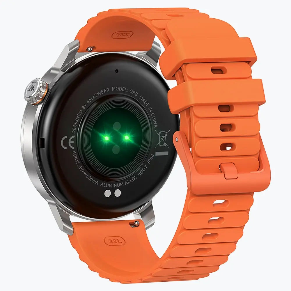 Kospet Magic Orb Smartwatch Silver With Orange Silicone Strap #color_silver