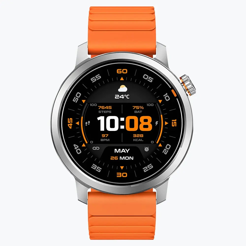 Kospet Magic Orb Smartwatch Silver With Orange Silicone Strap #color_silver