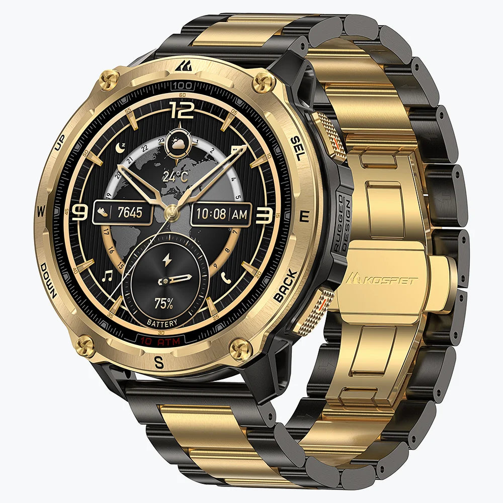 KOSPET TANK T4  Special Edition Smartwatch
#color_black gold^package_Special Edition: Silicone+Steel Staps